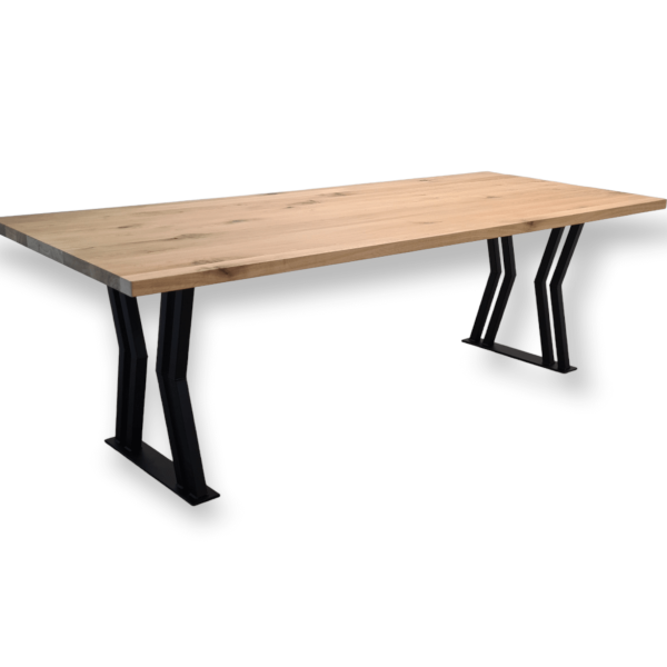 Massief eiken rechthoekige tafel met stalen Design-poot